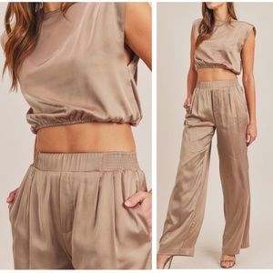 Champagne Dreams Top Satin Crop Top